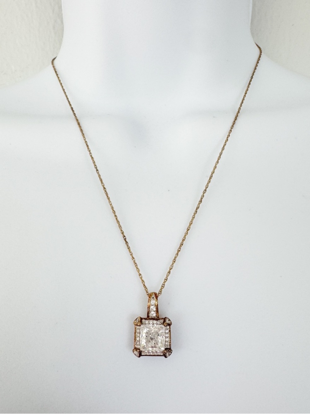 Absolute 925 sterling silver gold plated CZ pendant necklace 18”